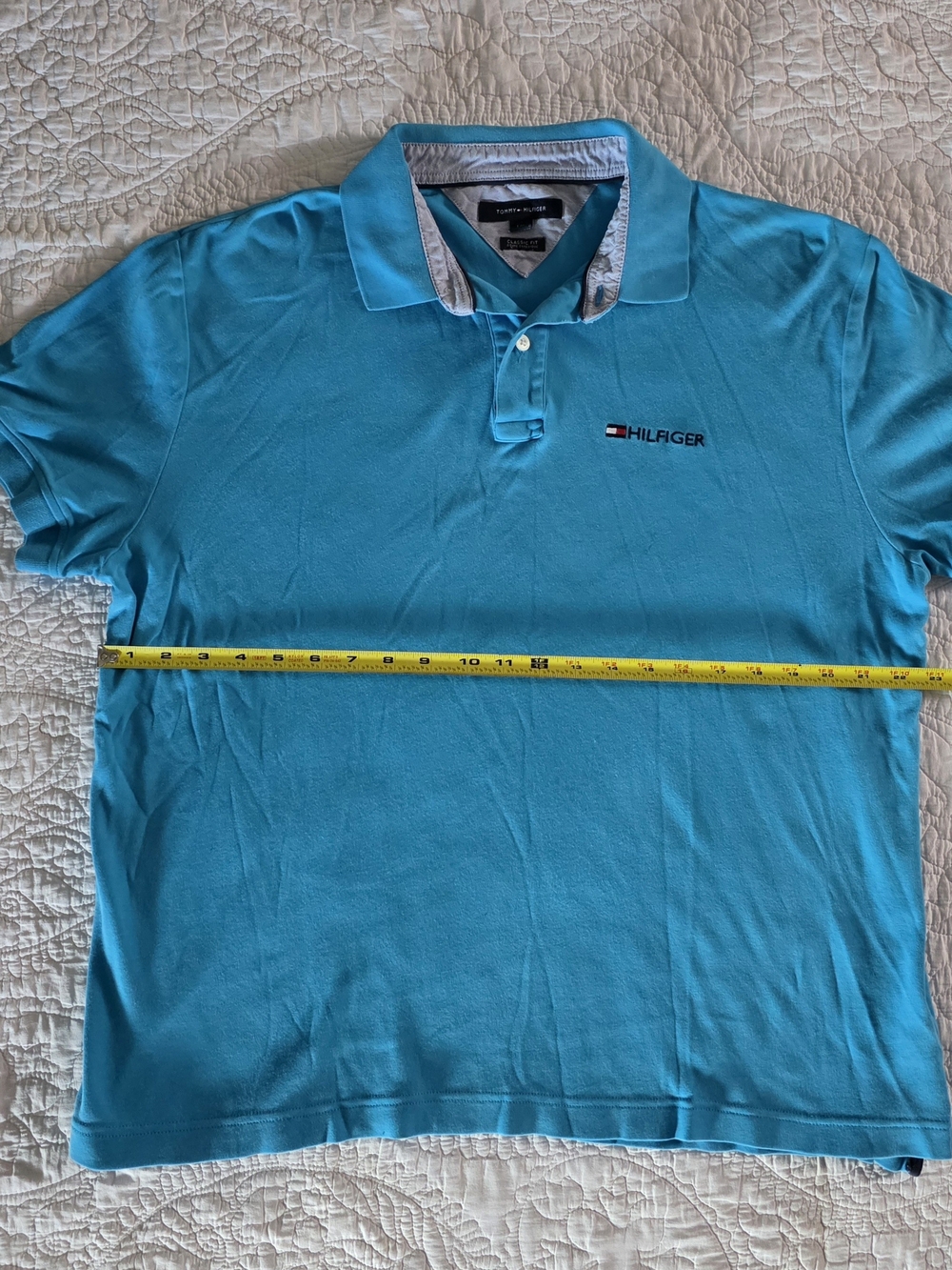 Tommy Hilfiger Classic Fit Polo Shirt Turquoise Blue Men’s Large